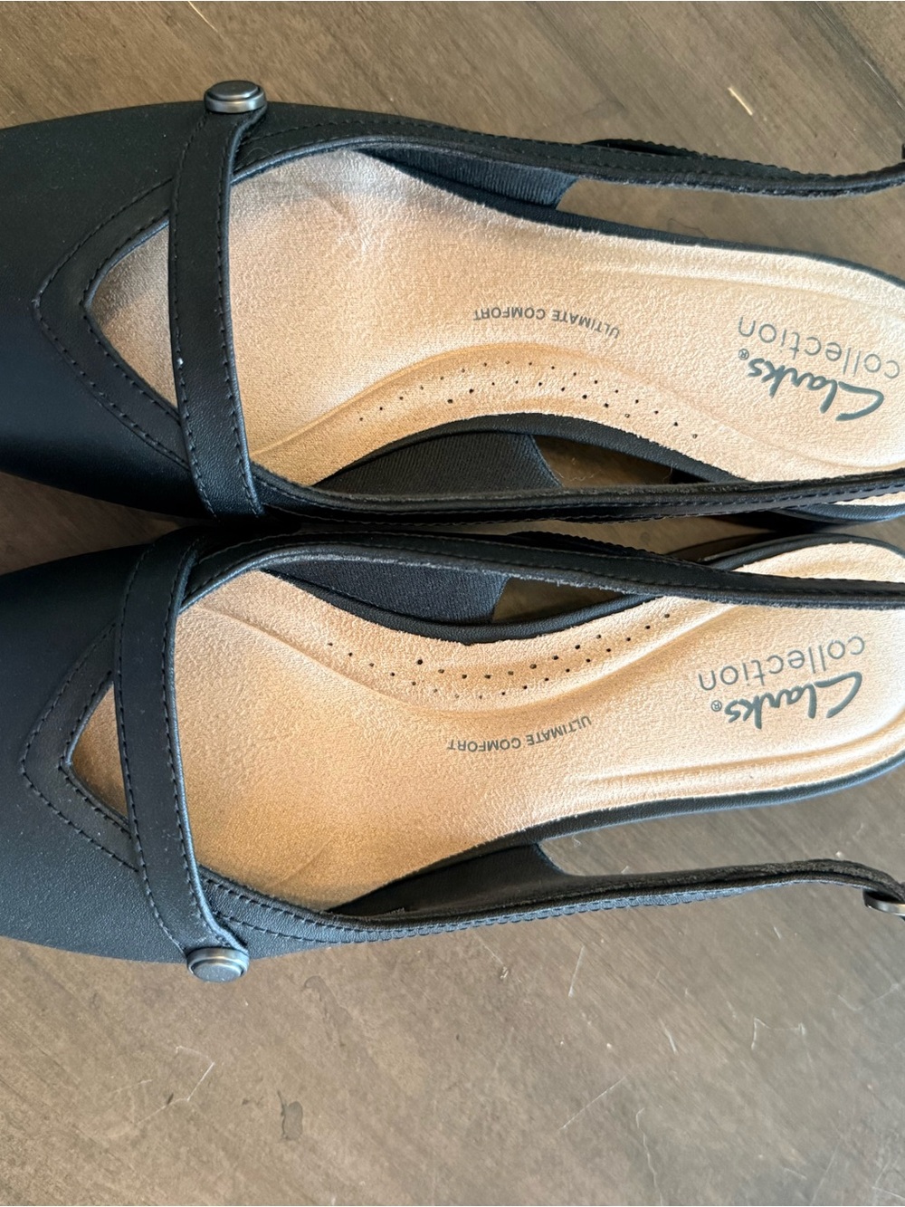 Clarks Black Slingback Pointed-Toe Flats